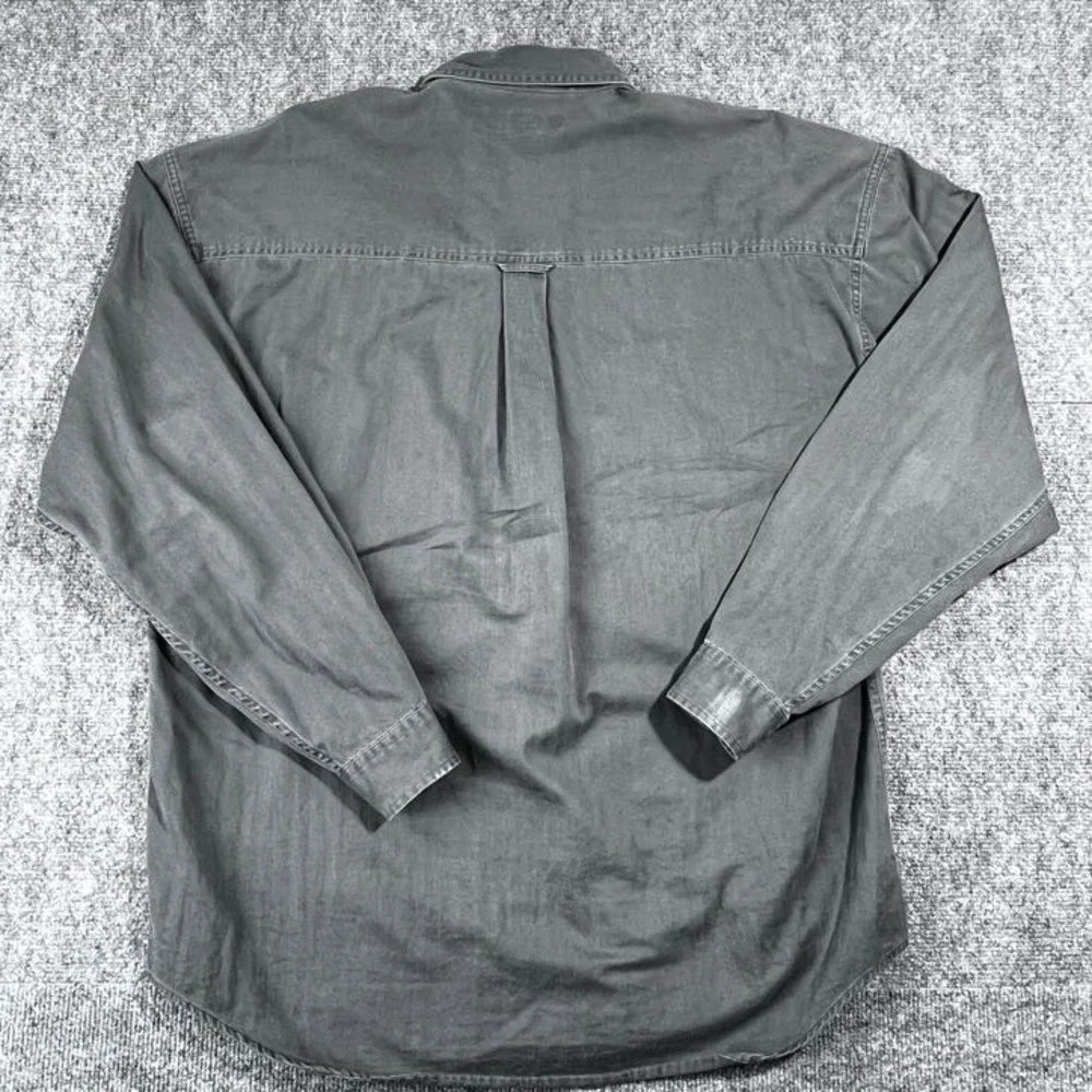 VTG 90s Structure Men's Large Dark Gray Long Sleeve 100% Cotton Button-Up Shirt - Picture 7 of 11